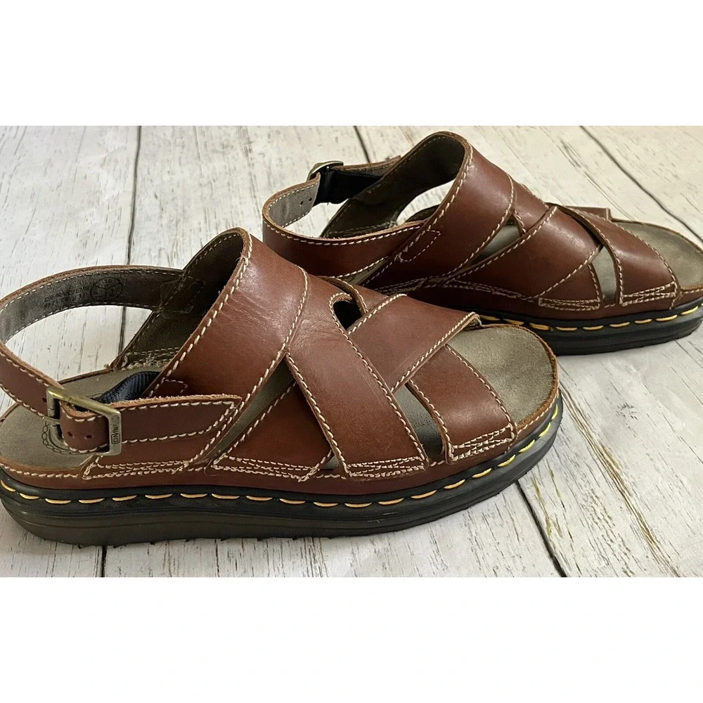 Dr Martens 9671 Sz 11 Vintage Made‎ In England Brown Leather Chunky Sandals Doc